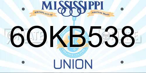 6OKB538 Mississippi License Plate