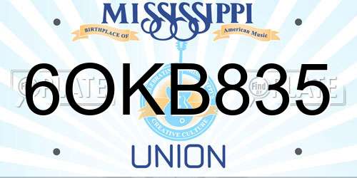 6OKB835 Mississippi License Plate