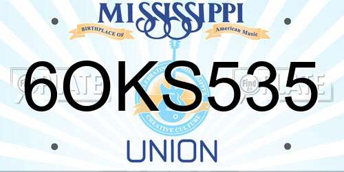 6OKS535 Mississippi License Plate