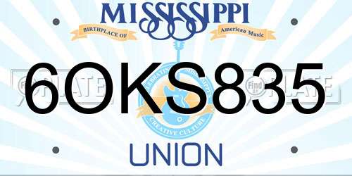 6OKS835 Mississippi License Plate