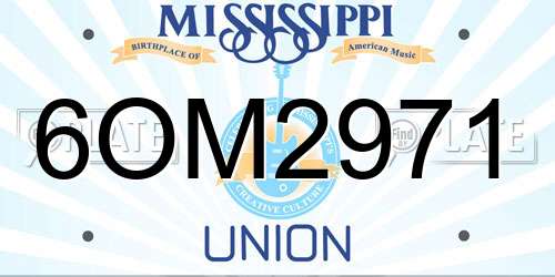 6OM2971 Mississippi License Plate
