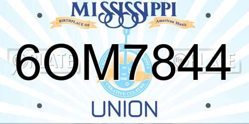 6OM7844 Mississippi License Plate