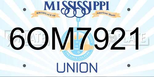 6OM7921 Mississippi License Plate