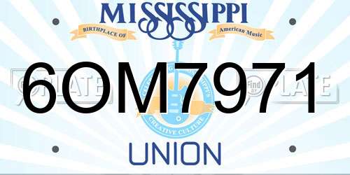 6OM7971 Mississippi License Plate