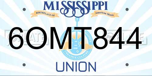6OMT844 Mississippi License Plate