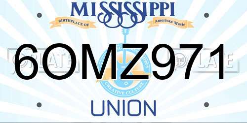 6OMZ971 Mississippi License Plate