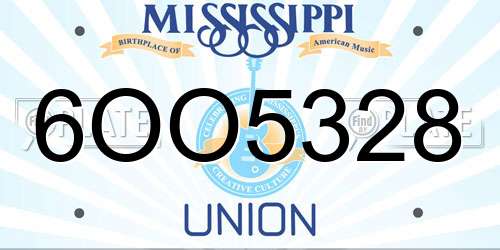 6OO5328 Mississippi License Plate