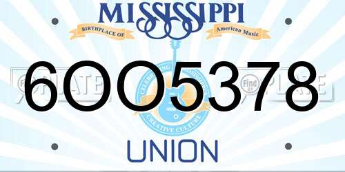 6OO5378 Mississippi License Plate