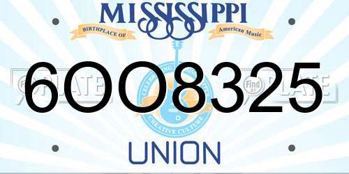 6OO8325 Mississippi License Plate