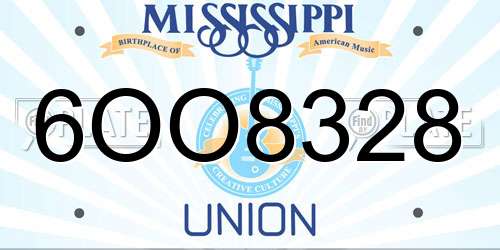 6OO8328 Mississippi License Plate