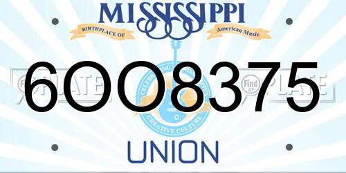 6OO8375 Mississippi License Plate