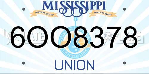 6OO8378 Mississippi License Plate
