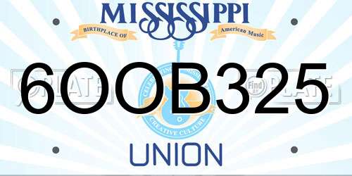 6OOB325 Mississippi License Plate