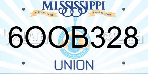 6OOB328 Mississippi License Plate
