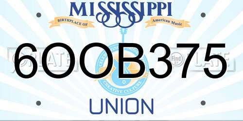 6OOB375 Mississippi License Plate