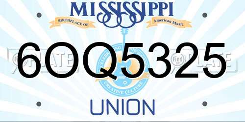 6OQ5325 Mississippi License Plate