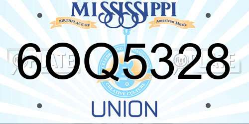 6OQ5328 Mississippi License Plate