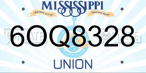 6OQ8328 Mississippi License Plate
