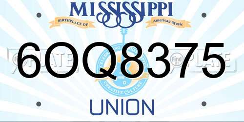 6OQ8375 Mississippi License Plate