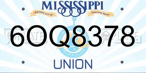 6OQ8378 Mississippi License Plate