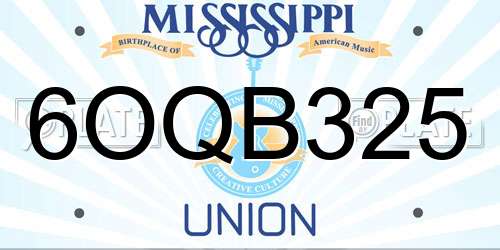 6OQB325 Mississippi License Plate