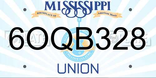 6OQB328 Mississippi License Plate