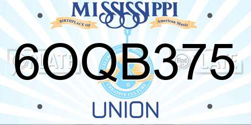 6OQB375 Mississippi License Plate