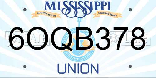 6OQB378 Mississippi License Plate