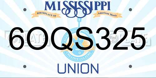 6OQS325 Mississippi License Plate