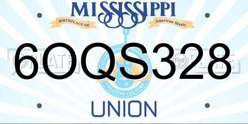 6OQS328 Mississippi License Plate
