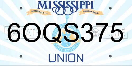 6OQS375 Mississippi License Plate