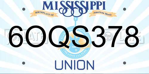 6OQS378 Mississippi License Plate