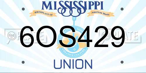 6OS429 Mississippi License Plate