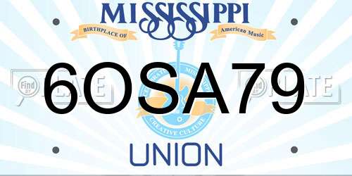6OSA79 Mississippi License Plate