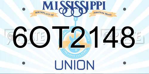 6OT2148 Mississippi License Plate