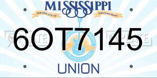 6OT7145 Mississippi License Plate