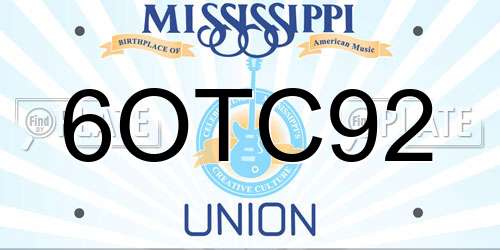 6OTC92 Mississippi License Plate