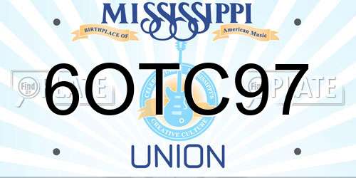 6OTC97 Mississippi License Plate