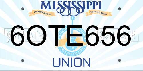 6OTE656 Mississippi License Plate