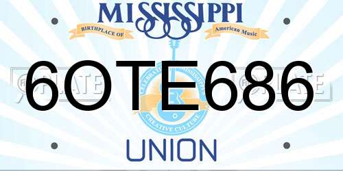 6OTE686 Mississippi License Plate