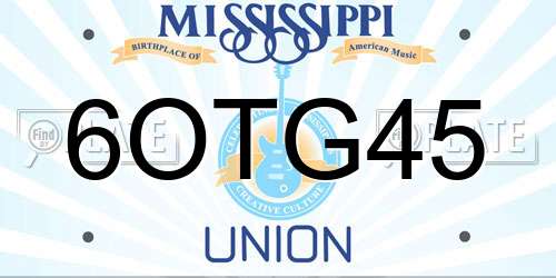 6OTG45 Mississippi License Plate