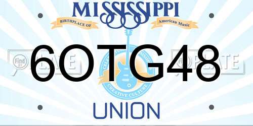 6OTG48 Mississippi License Plate