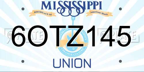6OTZ145 Mississippi License Plate