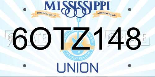 6OTZ148 Mississippi License Plate