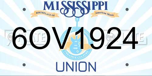 6OV1924 Mississippi License Plate