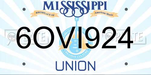 6OVI924 Mississippi License Plate