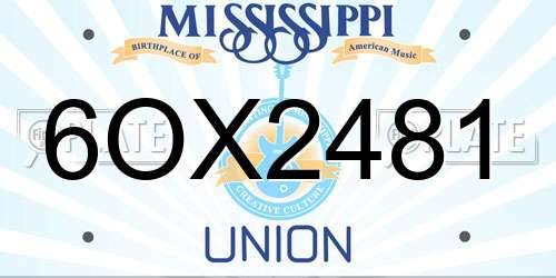 6OX2481 Mississippi License Plate