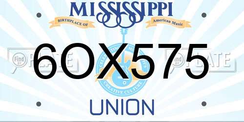 6OX575 Mississippi License Plate