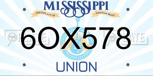 6OX578 Mississippi License Plate