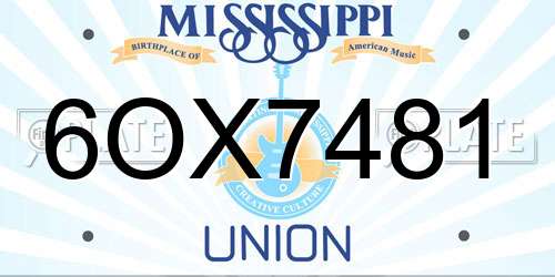 6OX7481 Mississippi License Plate